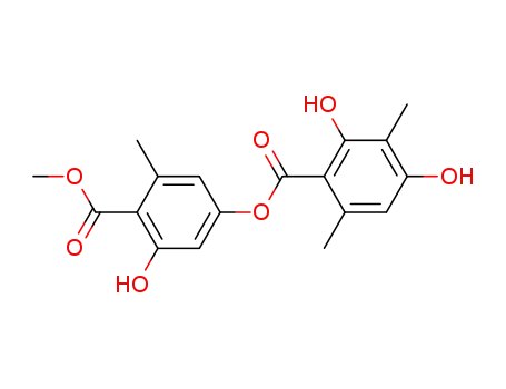 Molecular Structure of 75422-05-8 (2-Hydroxy-4-[(2,4-dihydroxy-3,6-dimethylbenzoyl)oxy]-6-methylbenzoic acid methyl ester)