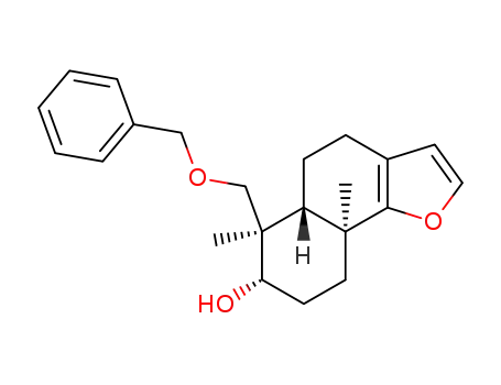 (+/-)-(5aα,6α,7β,9aβ)-6-<(benzyloxy)methyl>-4,5,5a,6,7,8,9,9a-octahydro-6,9a-dimethylnaphtho<1,2-b>furan-7-ol