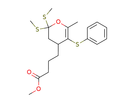 methyl 4-(2,2'-bismethylthio-6'-methyl-5'phenylthio-3',4'-dihydro-2'H-pyran-4'-yl)butanoate