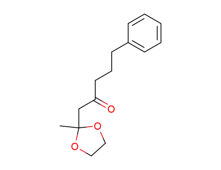 Molecular Structure of 155125-37-4 (1-(2-Methyl-[1,3]dioxolan-2-yl)-5-phenyl-pentan-2-one)