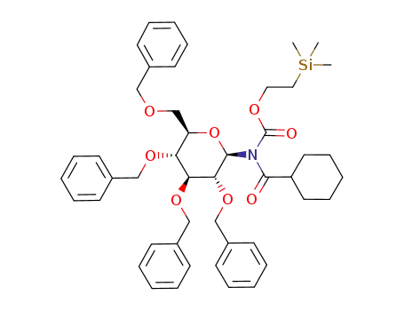 Cyclohexanecarbonyl-((2R,3R,4S,5R,6R)-3,4,5-tris-benzyloxy-6-benzyloxymethyl-tetrahydro-pyran-2-yl)-carbamic acid 2-trimethylsilanyl-ethyl ester