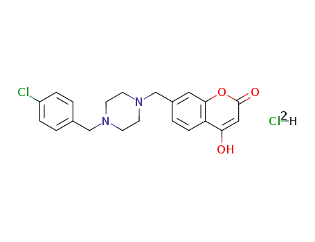 2H-1-Benzopyran-2-one,
7-[[4-[(4-chlorophenyl)methyl]-1-piperazinyl]methyl]-4-hydroxy-,
dihydrochloride
