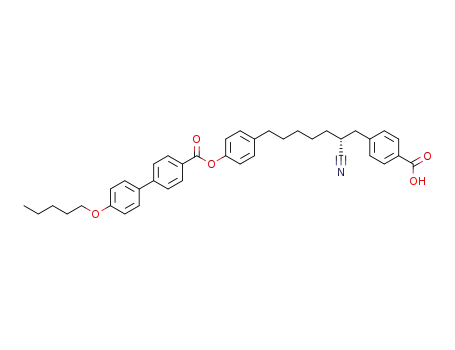 Molecular Structure of 151608-77-4 (4-<(2R)-2-cyano-7-<4-<<<4'-(pentyloxy)-4-biphenyl>carbonyl>oxy>phenyl>heptylidene>benzoic acid)