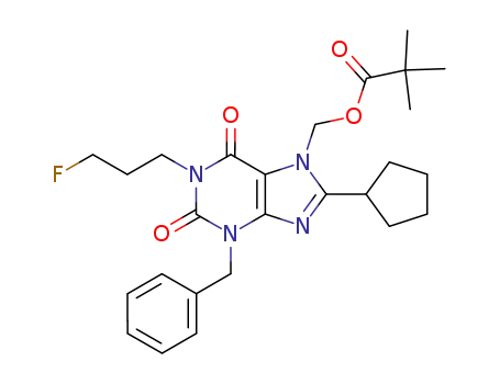 2,2-Dimethyl-propionic acid 3-benzyl-8-cyclopentyl-1-(3-fluoro-propyl)-2,6-dioxo-1,2,3,6-tetrahydro-purin-7-ylmethyl ester