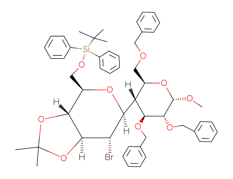 Methyl 4-deoxy-2,3,6-tri-O-benzyl-4-C-(2-bromo-6-O-(tert-butyldiphenylsilyl)-1,2-dideoxy-3,4-O-isopropylidene-β-D-gluco-hexopyranos-1-yl)-α-D-gluco-hexopyranoside