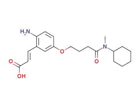 Molecular Structure of 105763-72-2 (2-Propenoic acid,
3-[2-amino-5-[4-(cyclohexylmethylamino)-4-oxobutoxy]phenyl]-)