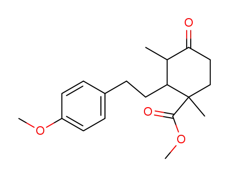 Molecular Structure of 126753-80-8 (2,4-dimethyl-4-(methoxycarbonyl)-3-<2-(4-methoxyphenyl)ethyl>-cyclohexan-1-one)
