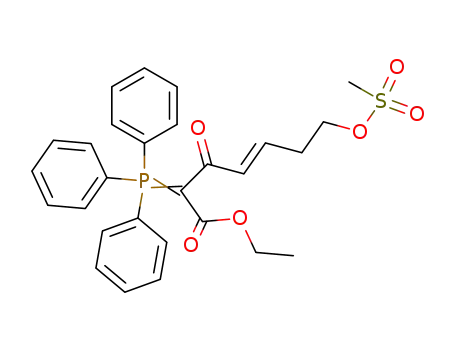 Molecular Structure of 107408-31-1 (ethyl 7-(mesyloxy)-3-oxo-2-(triphenylphosphoranylidene)-4(E)-heptenoate)