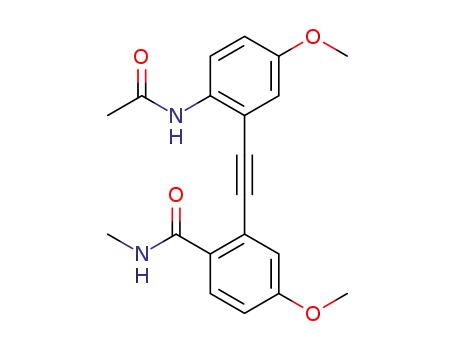 Molecular Structure of 1440546-78-0 (2-((2-acetamido-5-methoxyphenyl)ethynyl)-4-methoxy-N-methylbenzamide)