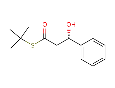 Molecular Structure of 104805-25-6 (Benzenepropanethioic acid, b-hydroxy-, S-(1,1-dimethylethyl) ester,
(S)-)