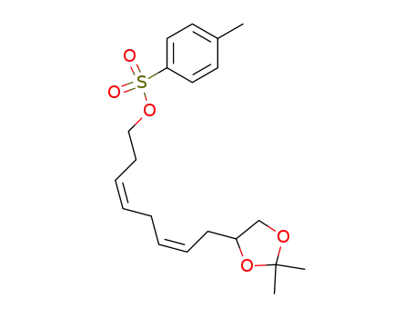 Molecular Structure of 159145-96-7 (Toluene-4-sulfonic acid (3Z,6Z)-8-(2,2-dimethyl-[1,3]dioxolan-4-yl)-octa-3,6-dienyl ester)