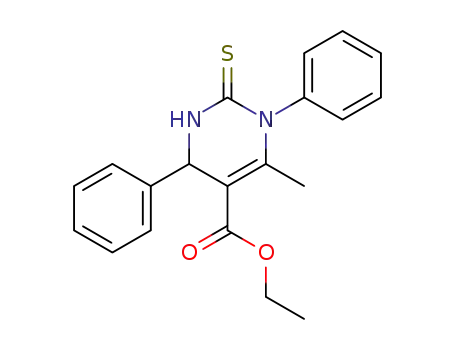 Molecular Structure of 108958-75-4 (ethyl 6-methyl-1,4-diphenyl-2-thioxo-1,2,3,4-tetrahydropyrimidine-5-carboxylate)