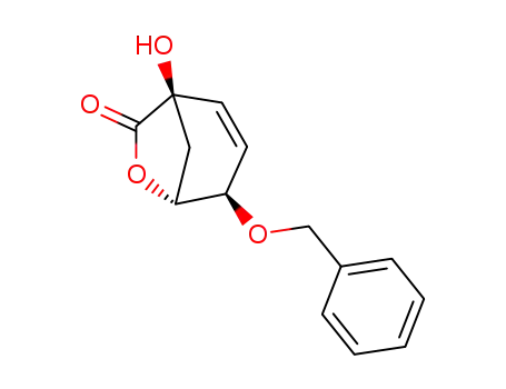 Molecular Structure of 832720-22-6 (6-Oxabicyclo[3.2.1]oct-2-en-7-one, 1-hydroxy-4-(phenylmethoxy)-,
(1R,4R,5R)-)