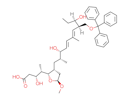 (3R,4S)-4-[(2S,3R,5S)-3-((4E,6E)-(2R,3S,8R,9R)-3,9-Dihydroxy-2,6-dimethyl-8-trityloxymethyl-undeca-4,6-dienyl)-5-methoxy-tetrahydro-furan-2-yl]-3-hydroxy-pentanoic acid