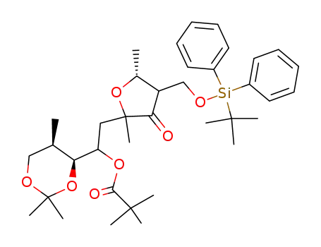 (4ξ,6ξ,8ξ)-6,9-anhydro-8-<(tert-butyldiphenylsiloxy)methyl>-2,5,8,10-tetradeoxy-1,3-O-isopropylidene-2-methyl-6-C-methyl-D-glycero-D-threo-decoulode pivaloate