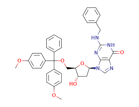 2-(Benzylamino)-9-((2R,4S,5R)-5-((bis(4-methoxyphenyl)(phenyl)methoxy)methyl)-4-hydroxytetrahydrofuran-2-yl)-1H-purin-6(9H)-one