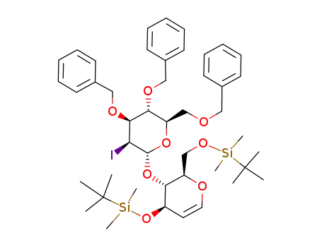 (2R,3R,4R)-3-((2R,3S,4S,5R,6R)-4,5-Bis-benzyloxy-6-benzyloxymethyl-3-iodo-tetrahydro-pyran-2-yloxy)-4-(tert-butyl-dimethyl-silanyloxy)-2-(tert-butyl-dimethyl-silanyloxymethyl)-3,4-dihydro-2H-pyran