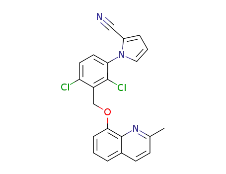 Molecular Structure of 189268-37-9 (1H-Pyrrole-2-carbonitrile,
1-[2,4-dichloro-3-[[(2-methyl-8-quinolinyl)oxy]methyl]phenyl]-)