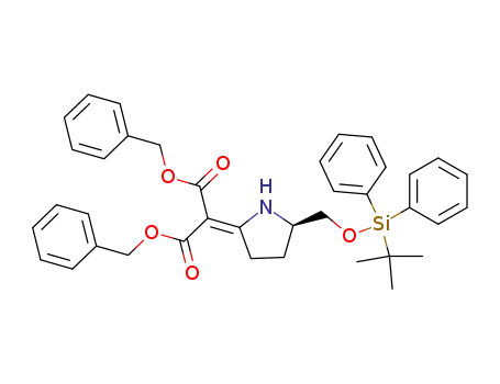 Propanedioic acid,
[5-[[[(1,1-dimethylethyl)diphenylsilyl]oxy]methyl]-2-pyrrolidinylidene]-,
bis(phenylmethyl) ester, (R)-