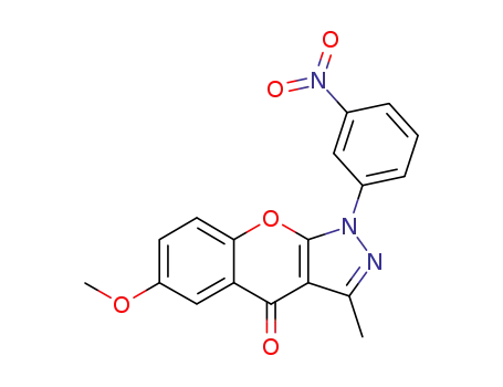 Molecular Structure of 165058-04-8 (6-methoxy-3-methyl-1-(3-nitrophenyl)chromeno[2,3-c]pyrazol-4(1H)-one)
