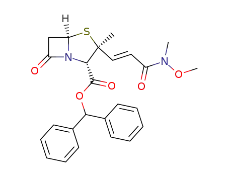 benzhydryl (E)-(2S,3S,5R)-3-[2-(methoxy-methyl-carbamoyl)-vinyl]-3-methyl-7-oxo-4-thia-1-aza-bicyclo[3.2.0]heptane-2-carboxylate