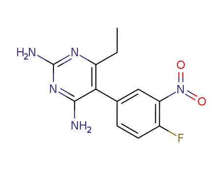 Molecular Structure of 113494-35-2 (2,4-diamino-5-(4-fluoro-3-nitrophenyl)-6-ethylpyrimidine)
