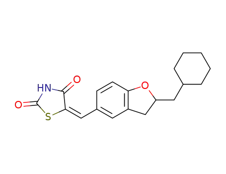 Molecular Structure of 109208-85-7 (5-[1-(2-Cyclohexylmethyl-2,3-dihydro-benzofuran-5-yl)-meth-(E)-ylidene]-thiazolidine-2,4-dione)