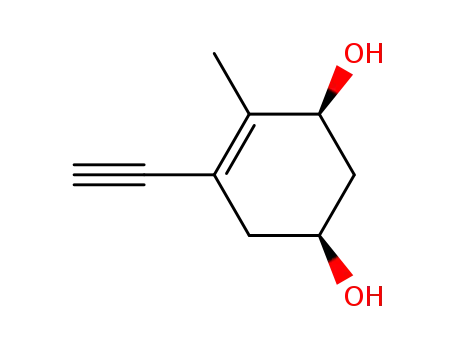 Molecular Structure of 169437-96-1 ((3S,5S)-1-ethynyl-3,5-dihydroxy-2-methylcyclohex-1-ene)