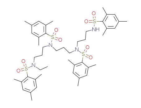 1-<<N-(2-mesitylene)sulfonyl>amino>-4,8-bis<N-(2-mesitylene)sulfonyl>-11-<N-ethyl-N-(2-mesitylene)sulfonyl>amino-4,8-diazaundecane
