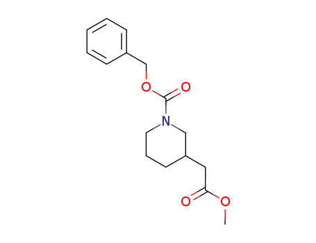 Molecular Structure of 1253792-11-8 ((R)-1-Cbz-3-Piperidineacetic Acid Methyl Ester)