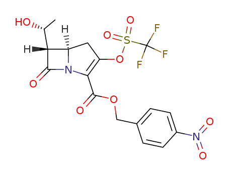 Molecular Structure of 135439-84-8 (p-nitrobenzyl (5R,6S)-6-[(1R)-1-hydroxyethyl]-2-trifluoromethylsulphonyloxy-carbapen-2-em-3carboxylate)
