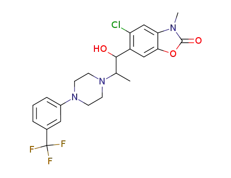 Molecular Structure of 132634-44-7 (5-chloro-6-[(1R,2S)-1-hydroxy-2-{4-[3-(trifluoromethyl)phenyl]piperazin-1-yl}propyl]-3-methyl-1,3-benzoxazol-2(3H)-one)