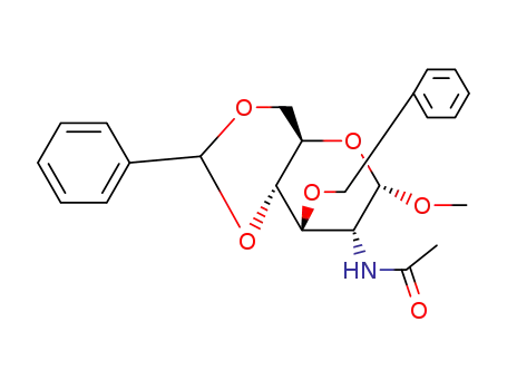 Molecular Structure of 69892-42-8 (methyl 2-acetamido-3-O-benzyl-4,6-O-benzylidene-2-deoxy-α-D-glucopyranoside)