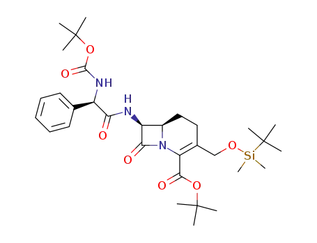 (6R,7S)-7-((R)-2-tert-Butoxycarbonylamino-2-phenyl-acetylamino)-3-(tert-butyl-dimethyl-silanyloxymethyl)-8-oxo-1-aza-bicyclo[4.2.0]oct-2-ene-2-carboxylic acid tert-butyl ester