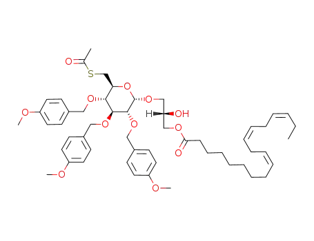 Molecular Structure of 137895-68-2 (3-O-<6-deoxy-2,3,4-tri-O-(4-methoxybenzyl)-6-(thioacetyl)-α-D-glucopyranosyl>-1-O-linolenoyl-sn-glycerol)