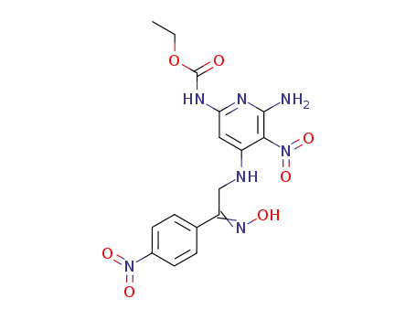 Molecular Structure of 82585-70-4 (ethyl (6-amino-4-{[(2E)-2-(hydroxyimino)-2-(4-nitrophenyl)ethyl]amino}-5-nitropyridin-2-yl)carbamate)