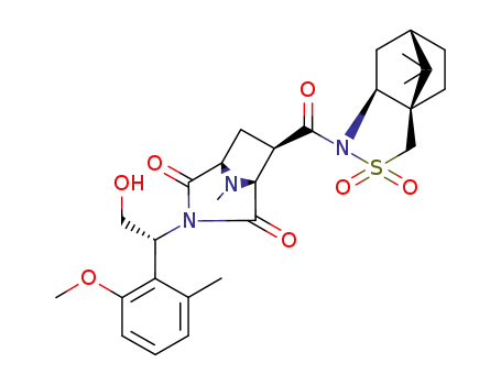<3aR-<1<1S<sup>*</sup>,3(R<sup>*</sup>),5R<sup>*</sup>,6R<sup>*</sup>>,3aα,6α,7aβ>>-1-<<3-<2-hydroxy-1-(2-methoxy-6-methylphenyl)ethyl>-8-methyl-2,4-dioxo-3,8-diazabicyclo<3.2.1>oct-6-yl>carbonyl>hexahydro-8,8-dimethyl-2,2-dioxo-3H-3a,6-methano-2,1-benzisothiazole