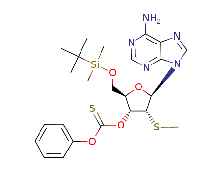 Thiocarbonic acid O-[(2R,3R,4R,5R)-5-(6-amino-purin-9-yl)-2-(tert-butyl-dimethyl-silanyloxymethyl)-4-methylsulfanyl-tetrahydro-furan-3-yl] ester O-phenyl ester