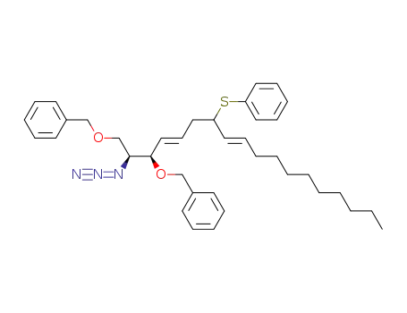 Molecular Structure of 316811-30-0 ((2S,3R,4E,8E)-2-azido-1,3-di-O-benzyl-7-(phenylthio)-4,8-octadecadiene-1,3-diol)