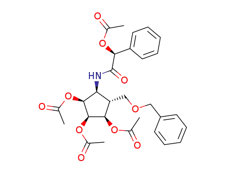 Molecular Structure of 207516-12-9 (Acetic acid (1S,2R,3R,4R,5S)-2,3-diacetoxy-5-((S)-2-acetoxy-2-phenyl-acetylamino)-4-benzyloxymethyl-cyclopentyl ester)