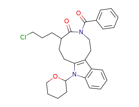 3-benzoyl-4-oxo-5-(3-chloropropyl)-8-(2-tetrahydropyranyl)-1,2,3,4,5,6,7,8-octahydroazonino<5,4-b>indole