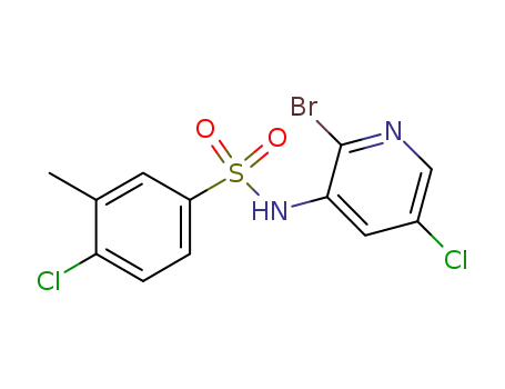 Molecular Structure of 899424-36-3 (Benzenesulfonamide,
N-(2-bromo-5-chloro-3-pyridinyl)-4-chloro-3-methyl-)