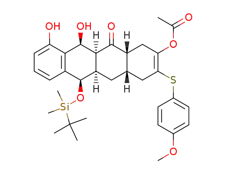 10,11-dihydroxy-2-acetoxy-6-(tert-butyldimethylsiloxy)-3-((4'-methoxyphenyl)thio)-12-oxo-1,4,4a(R*),5,5a(S*),6(S*),11(R*),11a(R*),12,12a(S*)-decahydronaphthacene