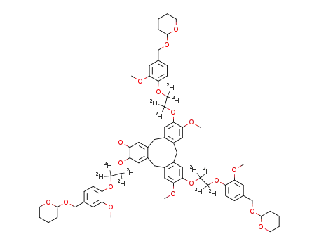 Molecular Structure of 347894-46-6 (2,7,12-Trimethoxy-3,8,13-tris{2-[2-methoxy-4-(tetrahydropyran-2-yloxymethyl)phenoxy]-[D<sub>4</sub>]ethoxy}-10,15-dihydro-5H-tribenzo[a,d,g]cyclonene)