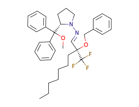 Molecular Structure of 220956-09-2 ([(S)-2-Benzyloxy-2-trifluoromethyl-non-(E)-ylidene]-[(S)-2-(methoxy-diphenyl-methyl)-pyrrolidin-1-yl]-amine)