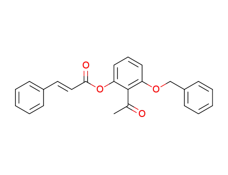 2-Propenoic acid, 3-phenyl-, 2-acetyl-3-(phenylmethoxy)phenyl ester,
(2E)-