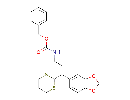 Molecular Structure of 87697-87-8 (Carbamic acid, [3-(1,3-benzodioxol-5-yl)-3-(1,3-dithian-2-yl)propyl]-,
phenylmethyl ester)