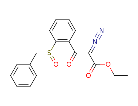Molecular Structure of 120571-33-7 (Benzenepropanoic acid, a-diazo-b-oxo-2-[(phenylmethyl)sulfinyl]-, ethyl
ester)