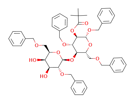 benzyl O-(2,6-di-O-benzyl-β-D-galactopyranosyl)-(1<*>4)-3,6-di-O-benzyl-2-O-pivaloyl-β-D-glucopyranoside