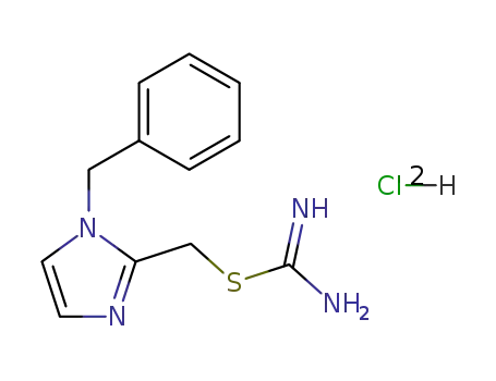 Molecular Structure of 83219-47-0 (2-(1-Benzyl-1H-imidazol-2-ylmethyl)-isothiourea; hydrochloride)